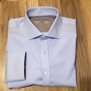 TWILLORY MENS CLOSER/ PERFORMANCE COOLMAX BUTTON DOWN SHIRT SZ 17  34/35